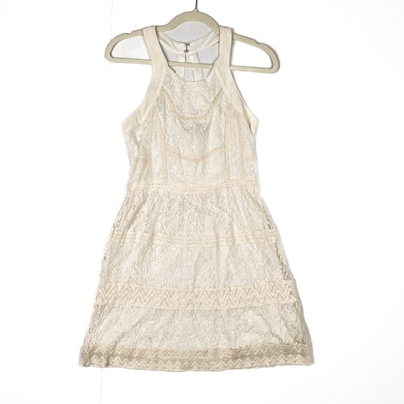 American Eagle Outfitters Ivory Cotton Embroidered Lace Criss-Cross Mini Size 6 - Picture 3 of 8